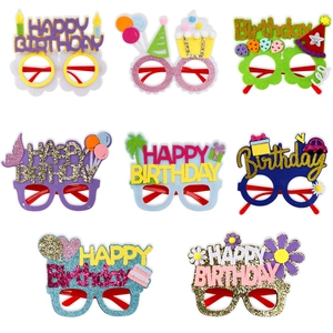 Set of 8 colorful birthday party glasses with sequins for children celebration decor
