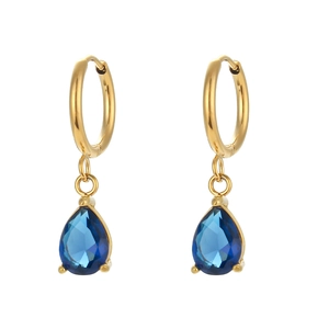 Elegantes pendientes de aro bañados en oro de 18K con circonitas en forma de gota