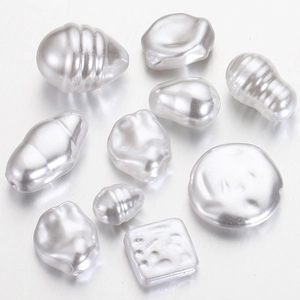 Glossy white baroque irregular faux pearl beads in various shapes for DIY jewelry making