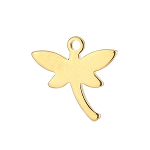 Golden stainless steel dragonfly pendant accessory for DIY jewelry making on white background
