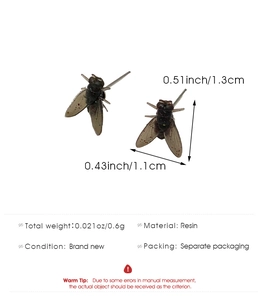 Dettagli dimensionali e specifiche degli orecchini mosca in resina per gioielli originali