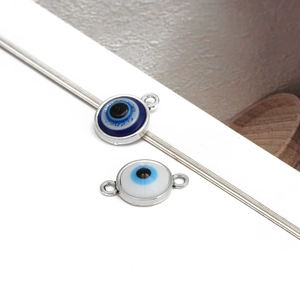 DIY Evil Eye triangular and round pendants with double link for jewelry making