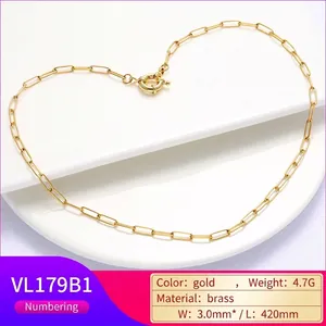 Minimalist 18K gold plated brass paperclip chain necklace with round spring clasp