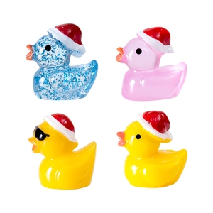 Mini Christmas ducks set with glitter, translucent, and cool styles on white background