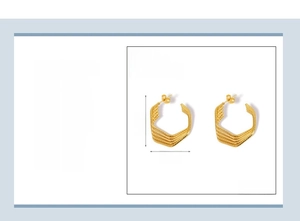 Detailed size specifications for 18k gold-plated stainless steel geometric earrings