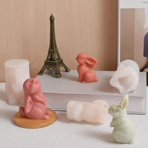 3D Rabbit silicone mold for DIY Easter bunny candles and plaster craft ornaments