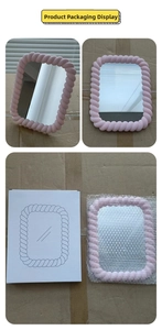 Pink wavy frame makeup mirror with adjustable desktop stand and custom packaging box