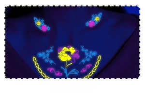 Neon glow floral tattoo stickers with rose and chain designs for chest and collarbone
