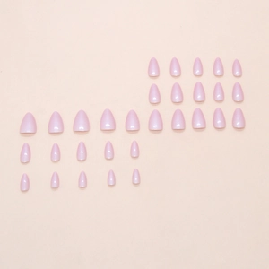 Elegant pearl pink almond shaped press on nails set with 24 pieces for women