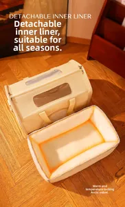 Detail view of the detachable polar fleece inner liner for the winter pet carrier bag