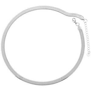 6.5mm silver stainless steel flat herringbone snake chain necklace with lobster clasp