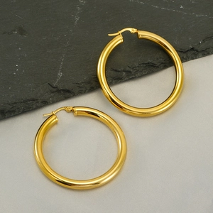 Boucles d'oreilles créoles épaisses plaquées or 18 carats en acier inoxydable pour femmes