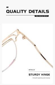 Detail of sturdy gold metal hinges for smooth opening on butterfly frame glasses