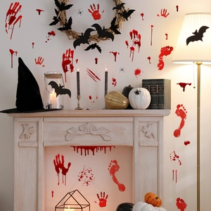 Halloween bloody handprint and footprint decals for spooky festive wall decoration