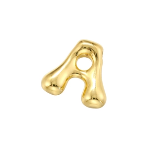 Modern gold letter A pendant with a unique liquid metal bubble design for DIY jewelry