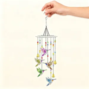DIY Diamond Painting Wind Chimes Suncatcher Hummingbird Butterfly Acrylic Rhinestone Beads Metal Bells Home Garden Window Hanging Decor Sparkling Handmade Craft