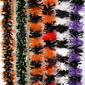 Halloween Metallic Wide Strip Tinsel Garland Hanging Decor For Home Party Ghost Festival Multicolor Festive Ornaments