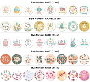 Detail of 40 floral Valentine's and Easter labels including hearts and bunnies