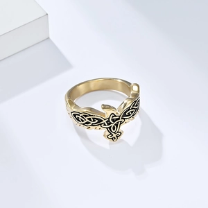 Vintage Celtic knot eagle ring in gold-plated stainless steel for men and women