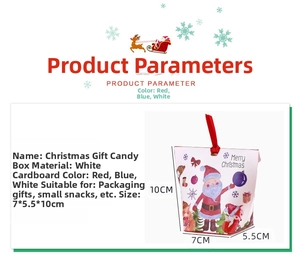 Detailed size chart of Christmas gift boxes featuring Santa and reindeer illustrations