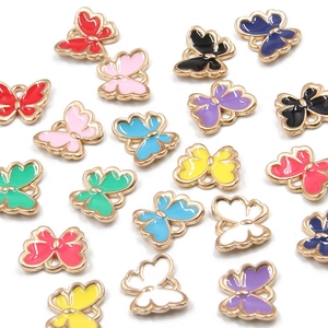 Colorful enamel butterfly pendants in gold finish stainless steel for DIY jewelry making