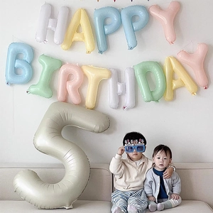 Happy Birthday Letter Balloons Aluminum Foil Macaron Color Party Decoration Supplies Birthday Event Celebration