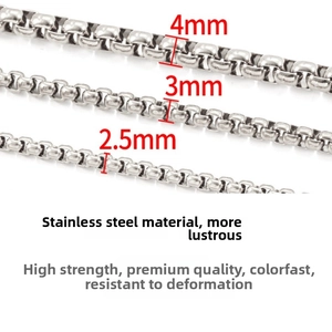Detailed comparison of 2.5mm, 3mm, and 4mm stainless steel box chain necklace links
