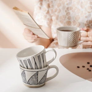 Japanese Retro Coarse Pottery Coffee Mug Hand Painted Underglaze Ceramic Cup For Home Office Vintage Stoneware Drinkware