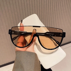 Shield Sunglasses Oversized Integrated Lens PC Frame Metal Crossbar UV400 Protection Modern Retro Style For Women Men