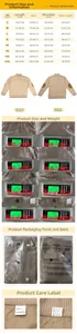Detailed size guide table with measurements and fabric care for men's jacquard sweater