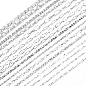 Assortiment de chaînes en acier inoxydable argenté pour la fabrication de bijoux DIY