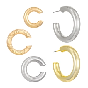 Ensemble de boucles d'oreilles et bagues d'oreilles dorées et argentées aux finis variés