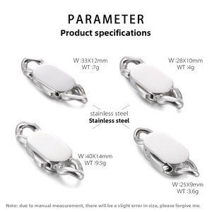 Polished stainless steel oval snap clasps in four sizes for jewelry making and chains