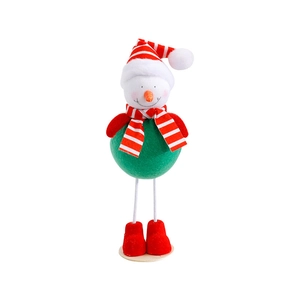 Plush Christmas snowman decoration with red and green knit accessories for festive DIY decor