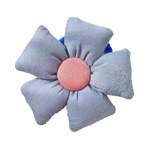 Süßes Sonnenblumen-Haargummi für Mädchen mit blauen Stoffblättern und rosa Kernstück