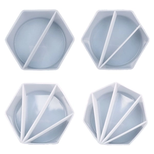 Hexagonal silicone mixing cups with multi-grid dividers for DIY resin and pigment blending