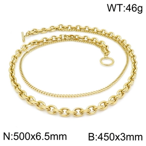 Collier Double Couche Acier Inoxydable 316L Chaîne Cubaine O-Chain Style Hip Hop Punk Avec Fermoir Toggle Pour Hommes Femmes