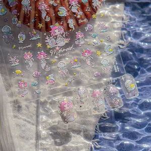 Detail of Mermaid Beauty nail stickers with shell luster effect and iridescent finish
