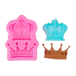 Crown Silicone Mold For Chocolate Fondant Baking Cake Decoration Handmade Clay Epoxy Resin Crafting Tool Pink Grey