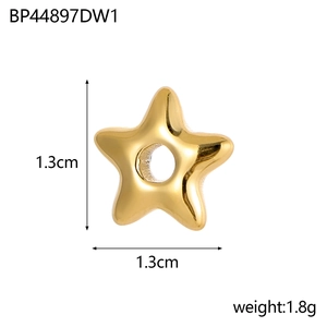 Polished gold stainless steel star charm pendant measuring 1.3cm for DIY jewelry making