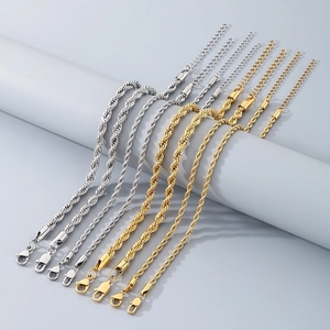 Titanium steel braided twist chain anklet set in gold and silver with lobster clasp