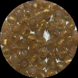 Pink translucent glass beads with gold leaf foil interior for jewelry making
