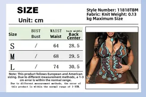 Detailed size chart for sexy snake print halter top with measurements in centimeters