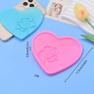 Rose heart silicone mold set for candles and soap in pink and blue 11.5cm sizes