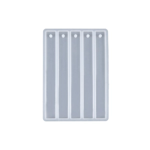 Detailed view of 5-cavity rectangular silicone mold for DIY resin bookmarks with hanging holes