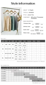 Size chart showing fabric composition and measurements for solid color sleeveless jumpsuit