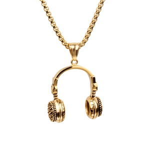 Music Headphone Pendant Necklace Titanium Steel Rock Hip Hop Style Retro Punk Jewelry Accessories For Men