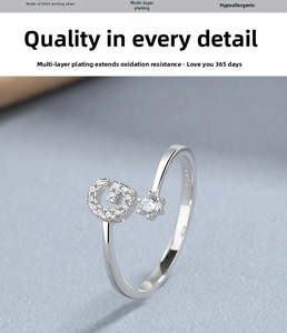 Detail eines S925 Silber Rings mit Buchstabe G und Zirkonia in glänzendem Silber