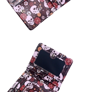 Close-up of the gothic spider skull wallet interior with card slots and an ID window