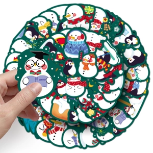 50 pack of cute snowman and penguin stickers for winter holiday decoration and luggage